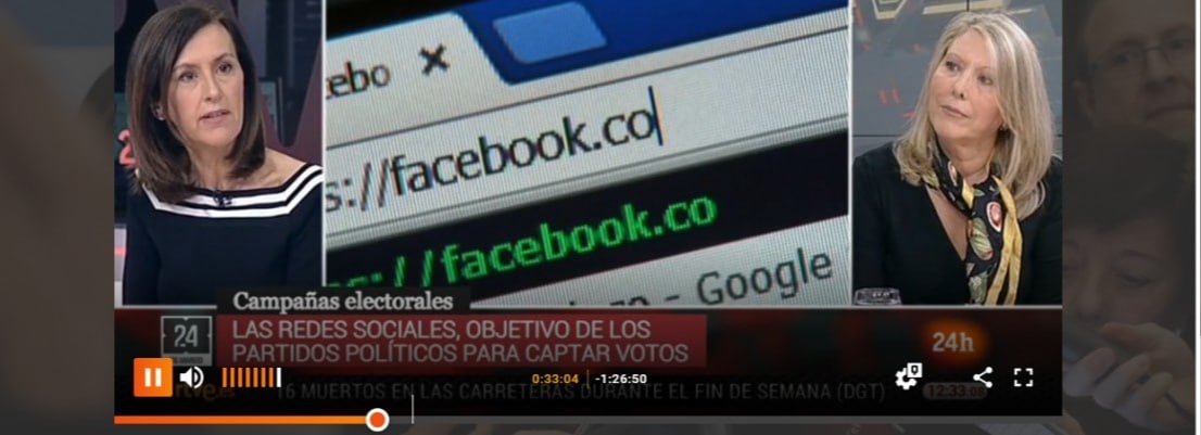 Prof. Nora Lado en TVE (24h) reflexiona sobre Marketing político en redes sociales